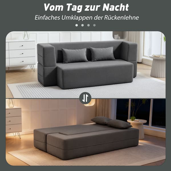 2-sits bäddsoffa med breda armstöd | Färg: Grå | Mått: 203x95x75 cm