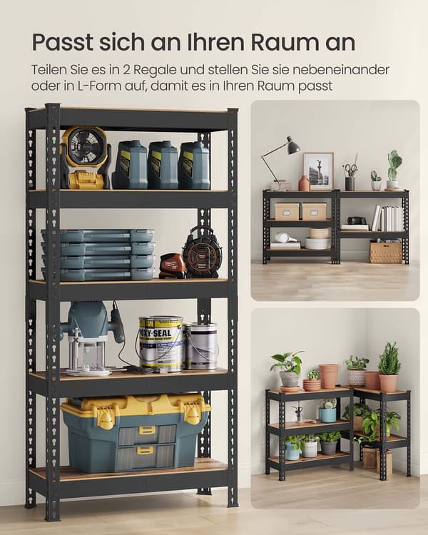Zware 5-laags stellingkast van staal - 30x75x150 cm