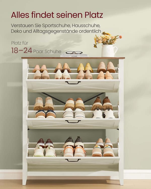 Skoskåp - Förvaringsutrymme - MDF - Vit - 24 x 87 x 123,6 cm