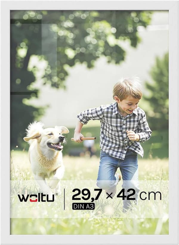 Fotoram i trä med passepartout A3 | Vit | 29,7x42 cm