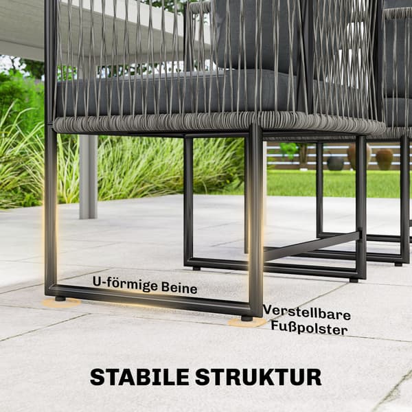Trädgårdsstolar 2-delat set - PE rotting | Färg: Mörkgrå | Mått: 52x52x66 cm