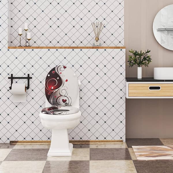 Toalettsits med soft close, MDF och oval form