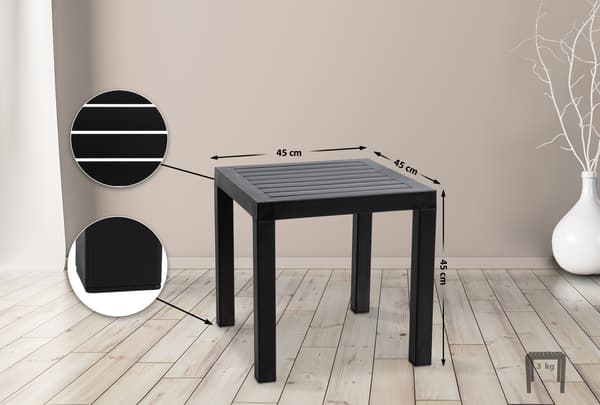 Sidobord - Elegant - Väder -resistent - Material av hög kvalitet: Svart