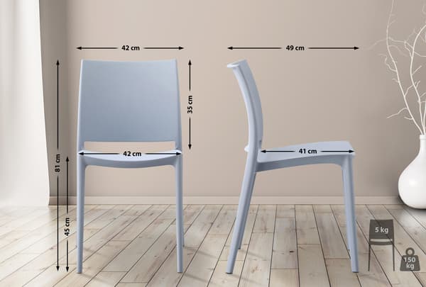 Modern uteplatsstol, trädgårdsstol, UV -resistent plast - Stapelbar design