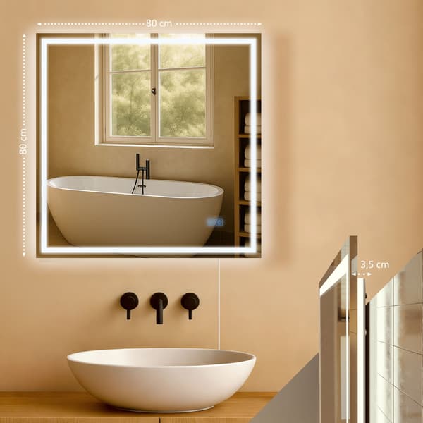 LED -badrumsspegel - Wall Mirror - Anti -Condens Function & Dimble Lighting