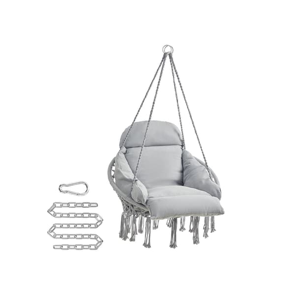 Hängstol med tjock dyna - 113 x 57 x 76 cm - grå, stål/polyester/bomull
