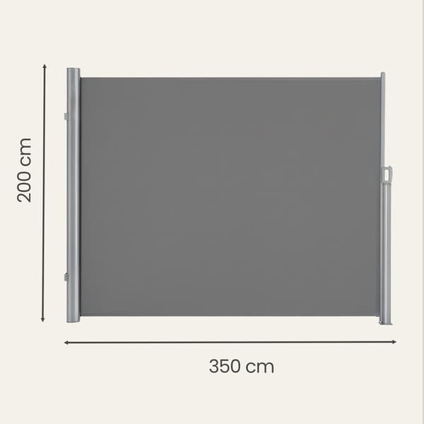 Utdragbar sidomarkis med aluminiumskåp | Grå | 350x200 cm