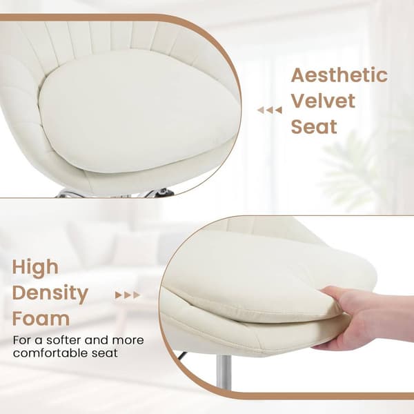 Ergonomisk kontorsstol med hjul, sammet Beige | 52x52x72-82 cm