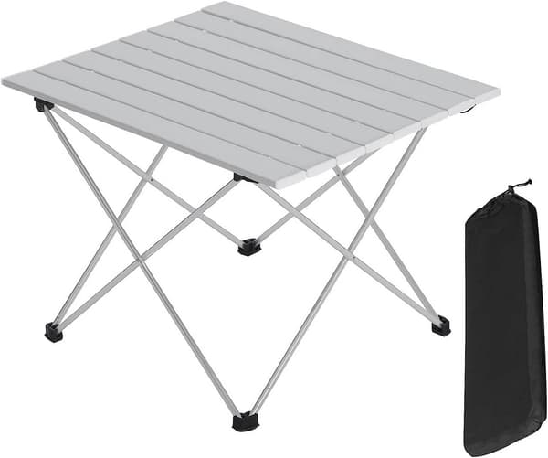 Campingbord i aluminium fällbart med bärväska | Silver | 46x56x40 cm