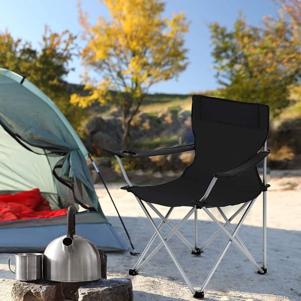 Campingstolar set om 2, hopfällbara, lätta, svarta - 84 x 52 x 81 cm