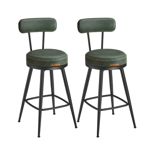 Set med 2 barstolar med ryggstöd | Skogsgrönt | 54x54x91 cm