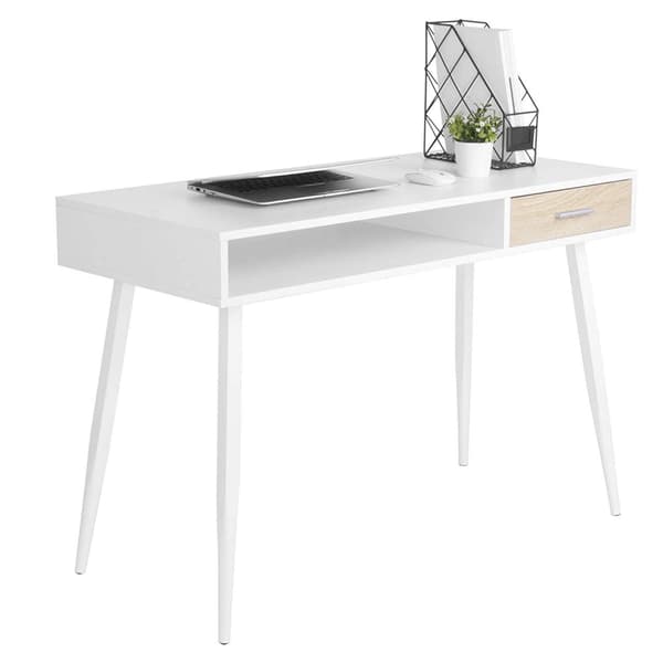 Bureau met lade en open vak | Wit | 50x110x75 cm