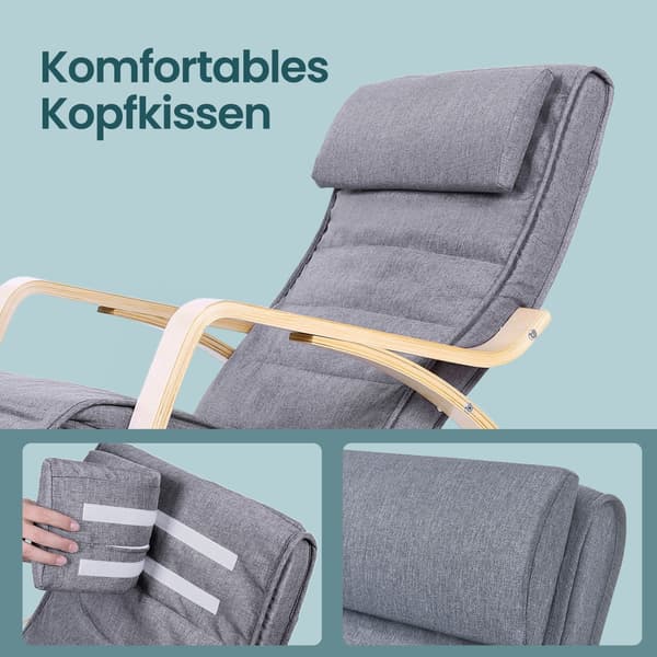 Ergonomisk gungstol - Björkträ - Grå linnelook - 67 x 115 x 91 cm