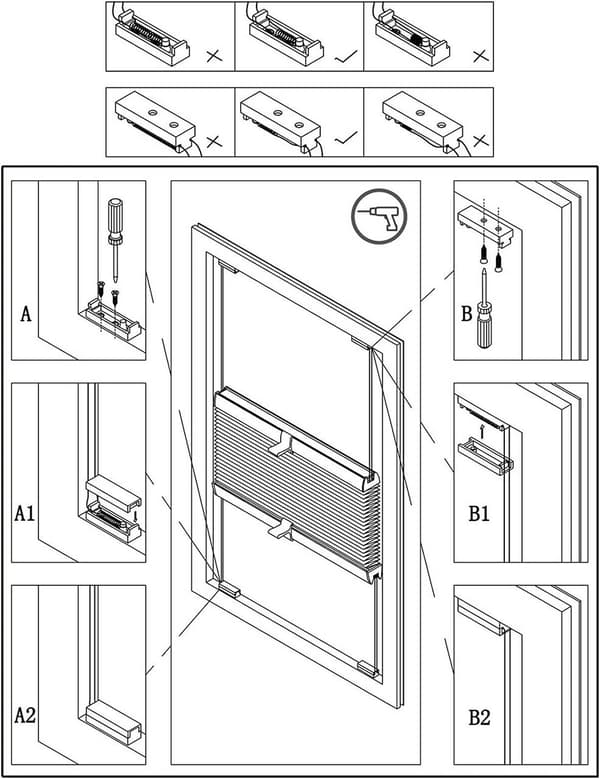 Plisségardin utan borrning Easyfix grå | 60x220 cm