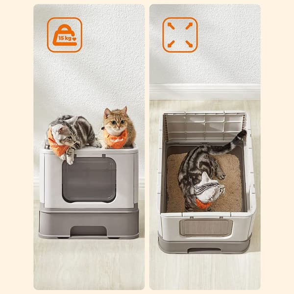 Kattlåda med lock och låda – PP/PC – 42,5 x 54,3 x 37,8 cm