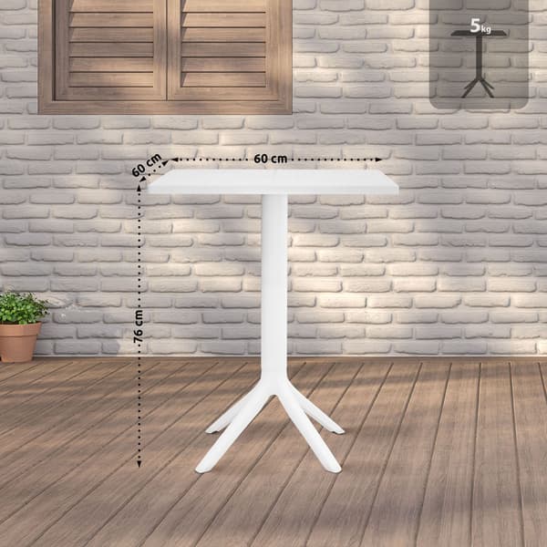 White Garden Table - Balkon Table - Weather -Resistant & Space -Saving Design