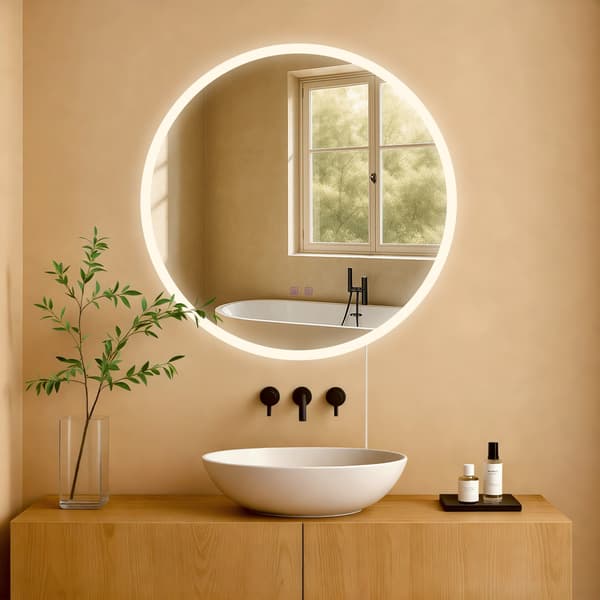 Rund LED -badrumsspegel - Wall Mirror - Anti -Condens Function, Perfect Clear View