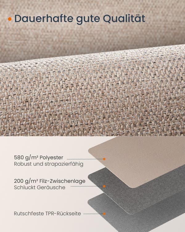 Matta 80 x 200 cm kamelbrun, slitstark polyester i jute-look