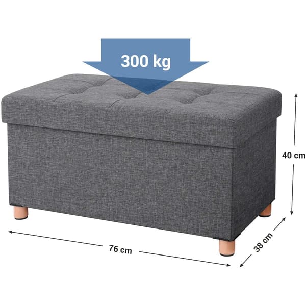 Hocker - Puff med förvaringsutrymme - Mörkgrå - 76 x 38 x 40 cm