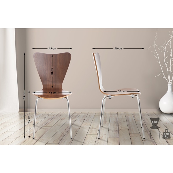 Stackstol - Multifunktionell - Space -Saving Design, Perfekt för evenemang och konferenser Färg: Walnut