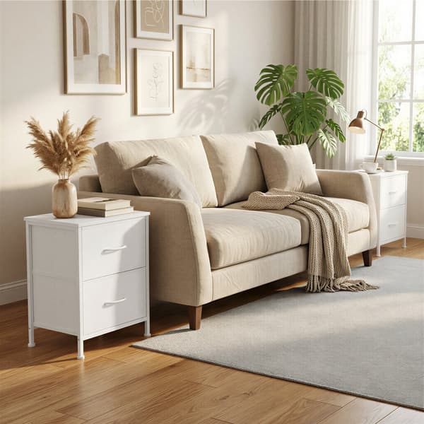 Sängbord set om 2 med 2 lådor för sovrum | Vit | 39,6x30x52,2 cm