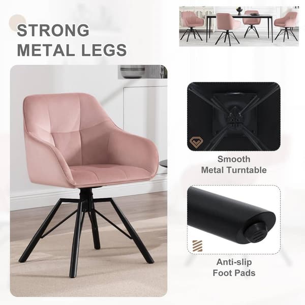 Vridbara matsalsstolar med armstöd 6-delat set | Rosa | 58,5x54,5x82,5 cm