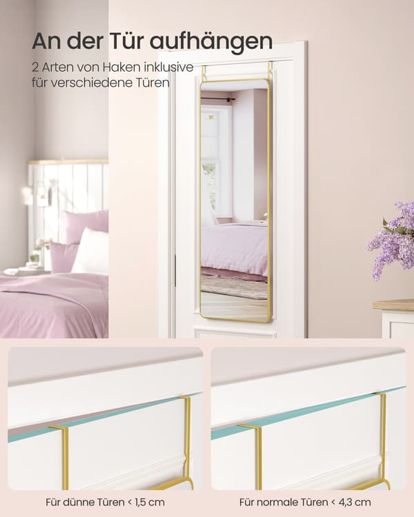 Rektangulär spegel | Ljus guld | 40x120 cm