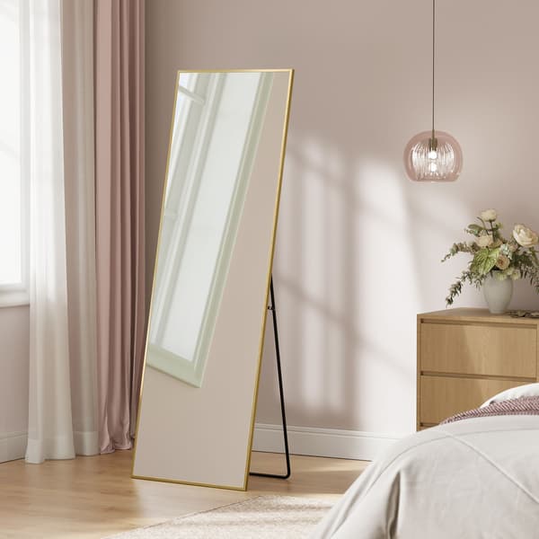 Stående kroppsspegel splitterfri med aluminiumram | Guld | 160x50 cm