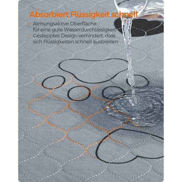 Vattentät grå valpträningsmatta 91 x 86 cm – polyester, TPU, halkfri, set om 2