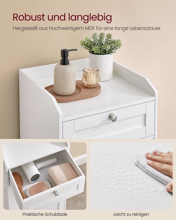 Badrumsskåp med tvättkorg - MDF & polyester - 40 x 40 x 80,2 cm