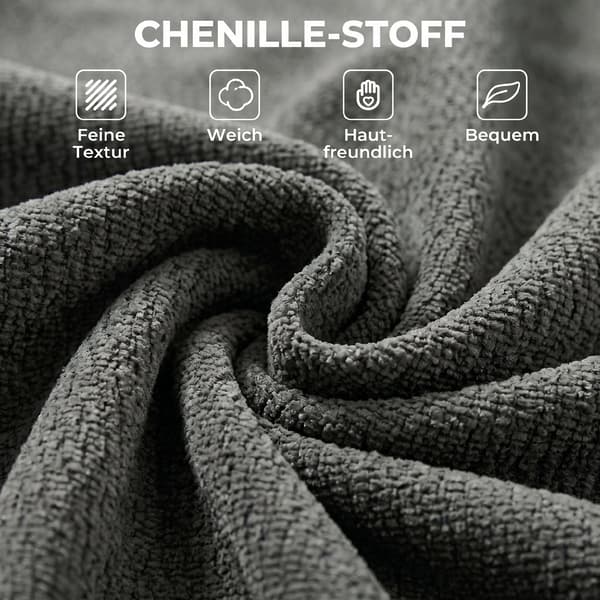 2-i-1 sovstol - Chenille bottensits | Färg: Grå | Mått: 97x97x70 cm