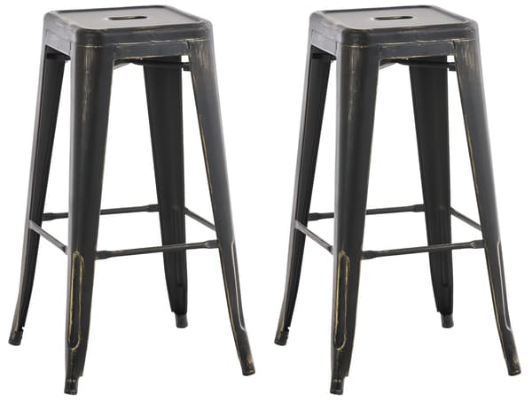 Uppsättning av 2 barstolar - Högpallar - Stackbar, Space -Saving Design | Färg: Svart