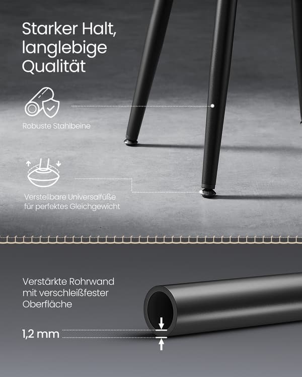 Set med 2 matsalsstolar | Nyanssvarta | 48x48x48,2 cm