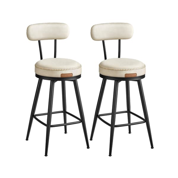 Set med 2 barstolar i konstläder | Gräddvit | 54x54x91 cm