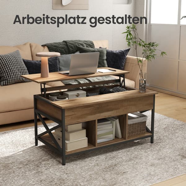 Höjdjusterbart soffbord - kamelbrun/svart - 60 x 100 x 48-62 cm