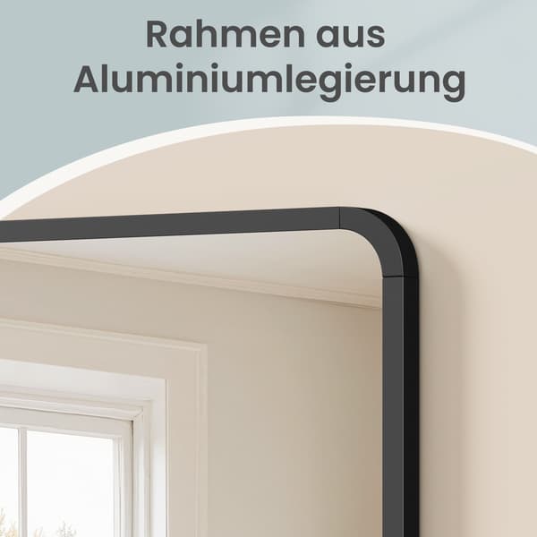 Rektangulär badrumsspegel med aluminiumram och säkerhetsfilm | Bläcksvart | 91x61 cm