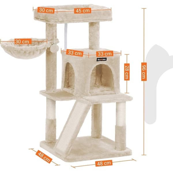 Kattträd - skrapstolpe - katthus - 48 x 48 x 96 cm (LxBxH)