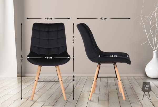 2 -deluppsättning av sammet matstolar - Kökstolar - Optimal komfort