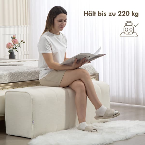 Modern stoppad bäddsoffa - Vit sovrumssoffa | Färg: Vit | Mått: 110x40x44 cm