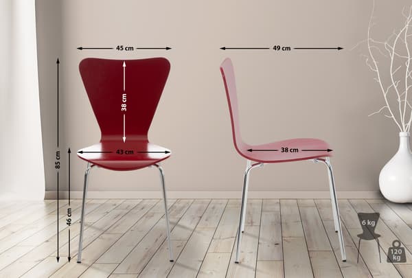 Stackstol - Multifunktionell - Space -Saving Design, Perfekt för evenemang och konferenser Färg: Röd