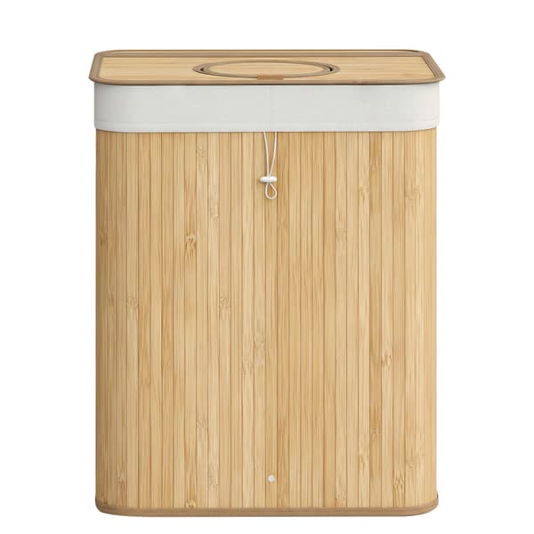 Pantflasksamlare 95 L av bambu | Beige | 40,5x40,5x61 cm