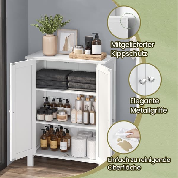 Badrumsskåp stående vit MDF 60 x 80 x 30 cm