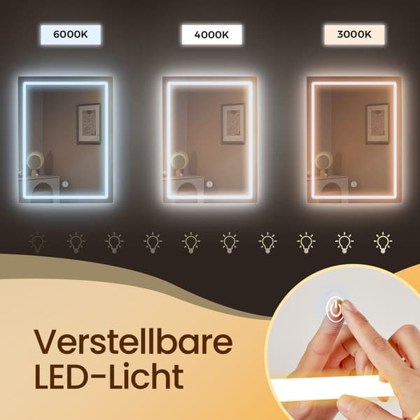 Sminkbord med spegel och LED-belysning | Vit | 98,3x40x145 cm