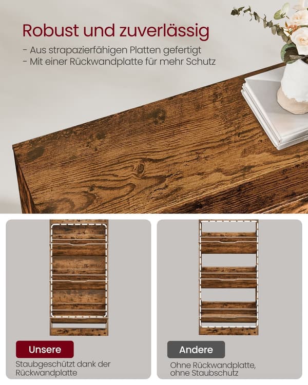 Skoskåp - förvaring - justerbart fack - brun - 24x60x130 cm