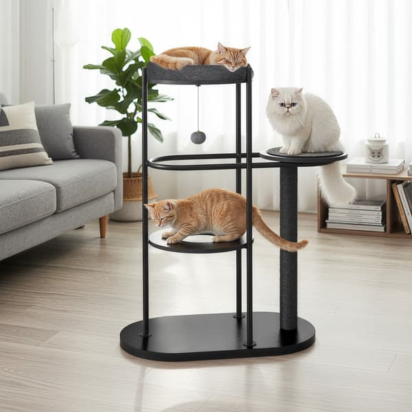 Modernt kattträd | Svart | 43x80x107 cm