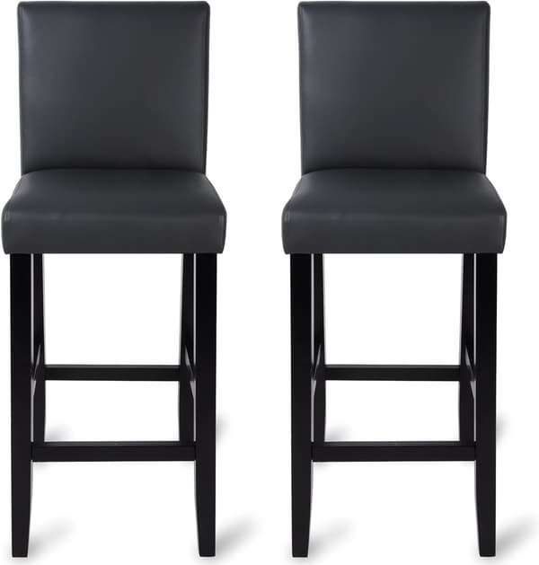 Set med 2 barstolar med ryggstöd, tjockt vadderad | Grå | 41x37,5x110 cm