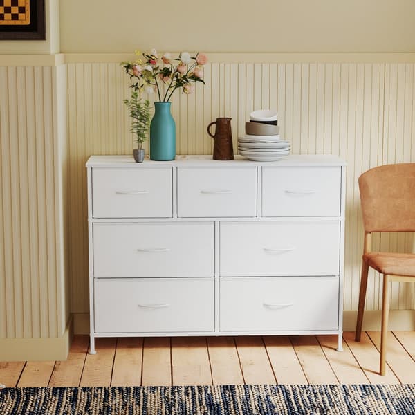 Byrå med 7 tyglådor | Vit | 98,8x30x73,7 cm