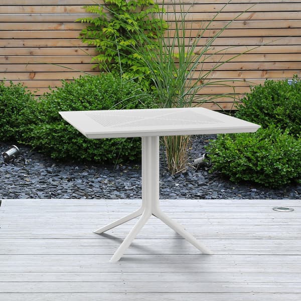 Garden Table White 80x80 cm - Balkon Table - Hållbart UV -resistant material