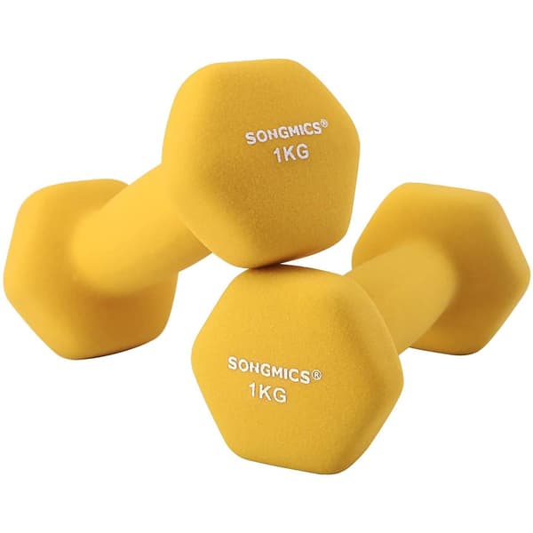 Hantelset 2 x 1 kg - gula hantlar - vikter - 2 st