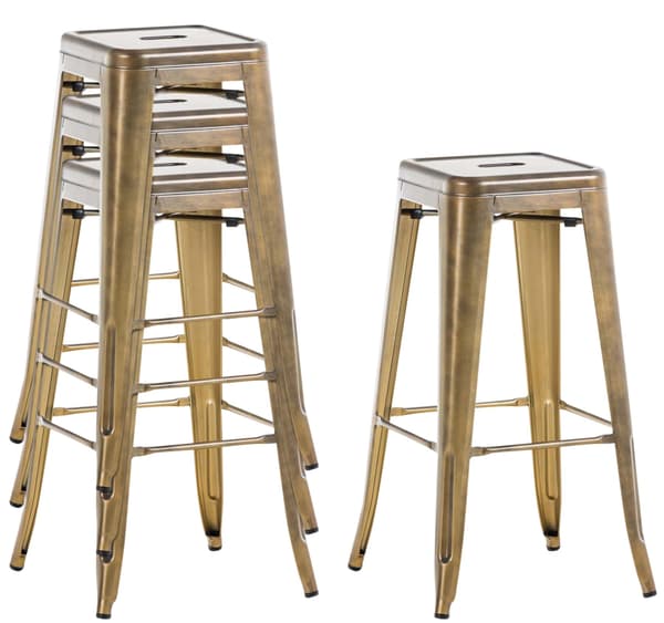 Industriellt designad barstol - Robust metall - Stackbar & underhåll - vänlig | Färg: Guld